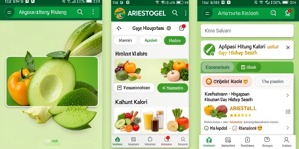 Tampilan antarmuka <strong>ARIESTOGEL</strong> saat menghitung kalori dengan mudah.