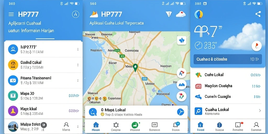 Antarmuka utama HP777 menampilkan kondisi cuaca terkini dengan jelas dan informatif.
