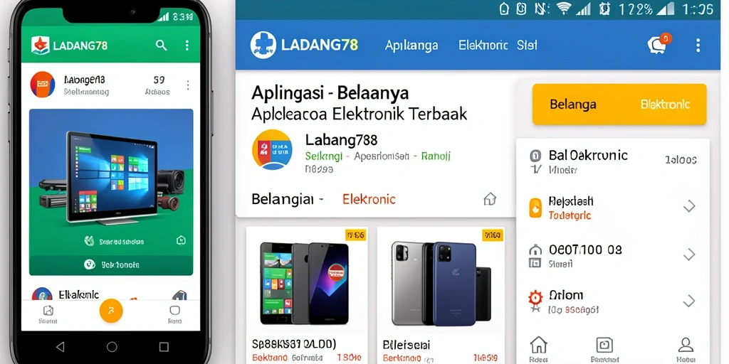 Screenshot aplikasi LADANG78 yang menunjukkan fitur pencarian elektronik.