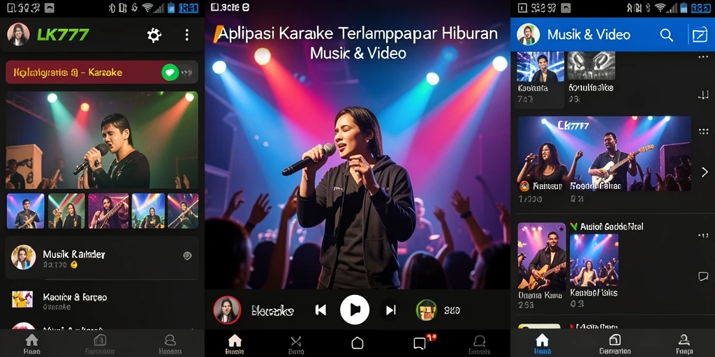 Antarmuka LK777 dengan tampilan yang menarik dan fungsional untuk karaoke.