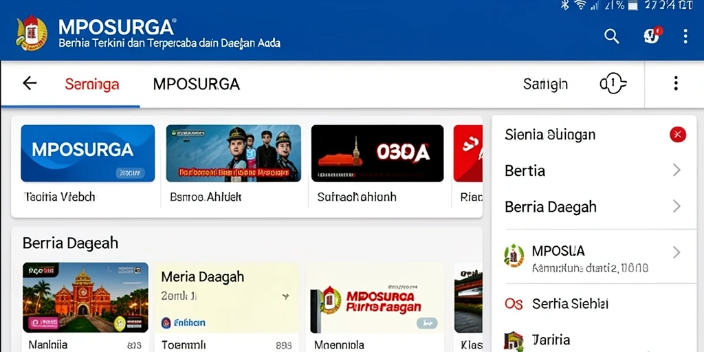 Tampilan antarmuka MPOSURGA yang menampilkan berita daerah.