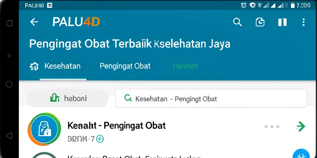 Antarmuka PALU4D menampilkan pengingat obat yang jelas dan mudah dipahami.