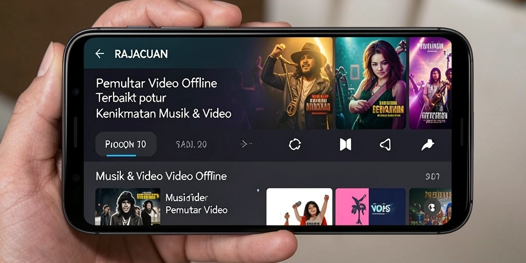 Antarmuka RAJACUAN untuk pemutar video offline yang intuitif.