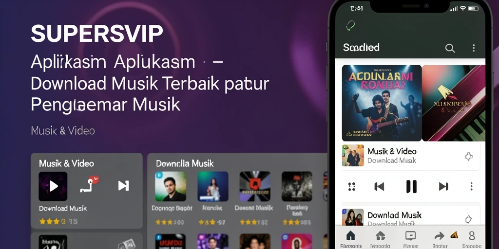 Antarmuka aplikasi SUPERSVIP untuk unduh musik dengan mudah.
